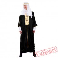 Halloween cosplay costume, adult men black prince costume