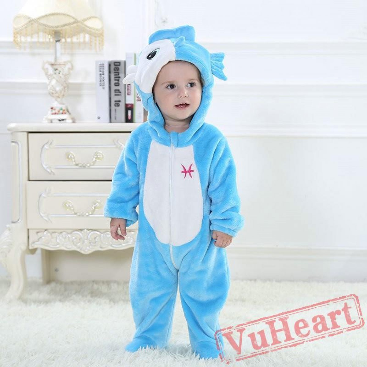 Baby Pisces Blue Fish Kigurumi Onesies Pajamas Costumes Toddler Pajamas