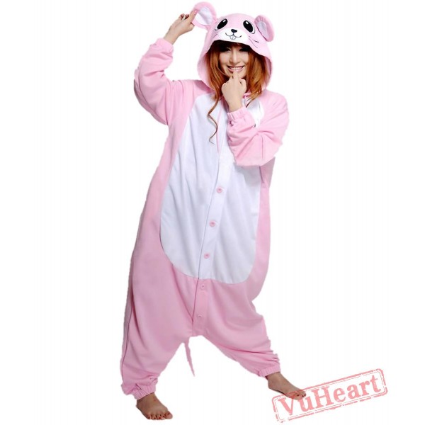 Women & Men Pink Mouse Kigurumi Onesies Pajamas Costumes