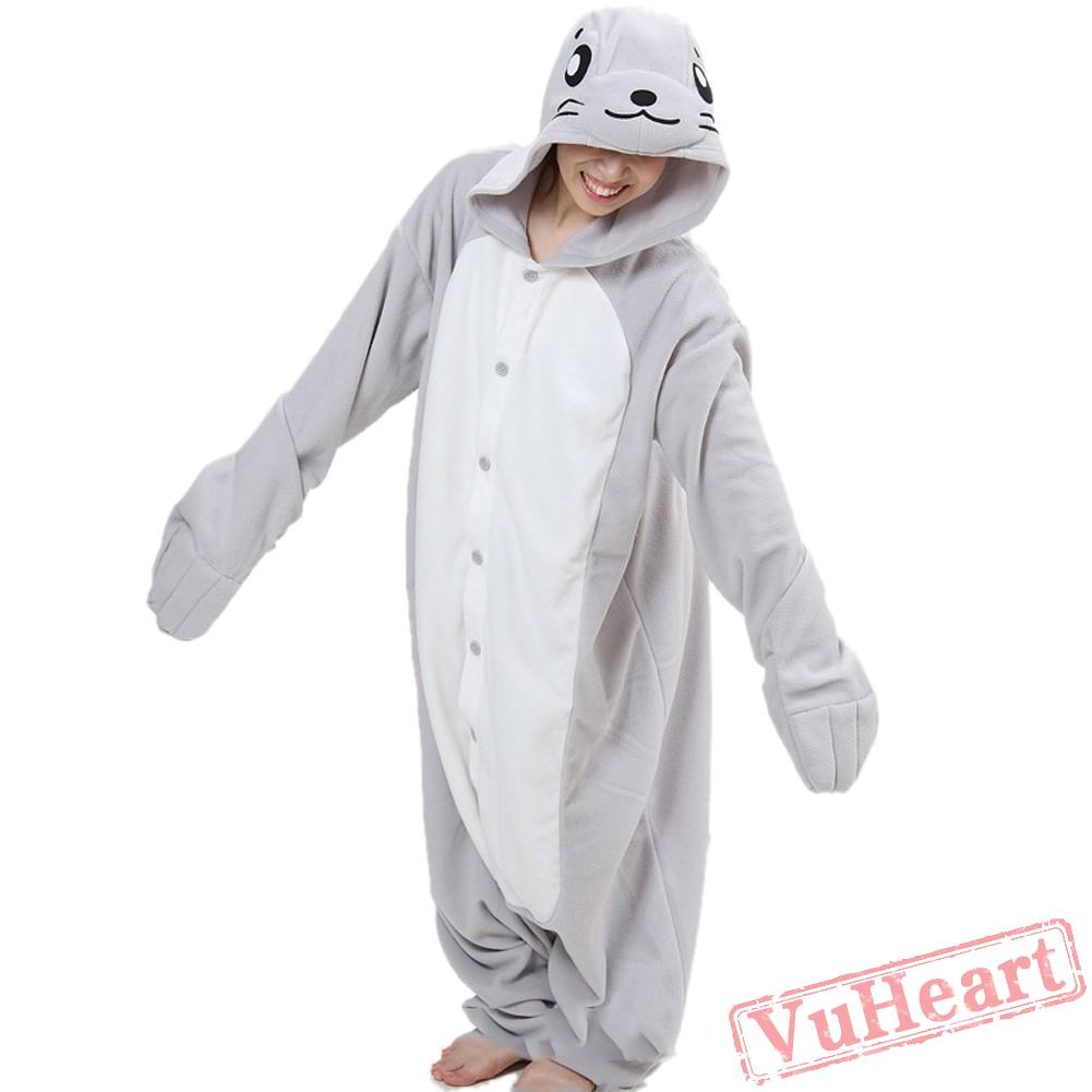 Women Mens Grey Seal Onesies Kigurumi Pajamas Costumes