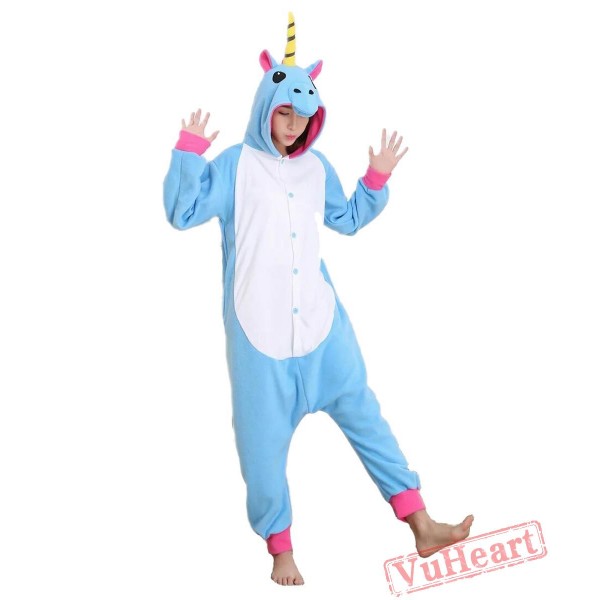 Women & Men Blue Unicorn Kigurumi Onesies Pajamas Costumes