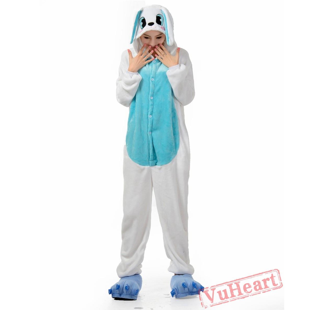 Women & Men Blue Ears Rabbit Bunny Kigurumi Onesies Pajamas Costumes