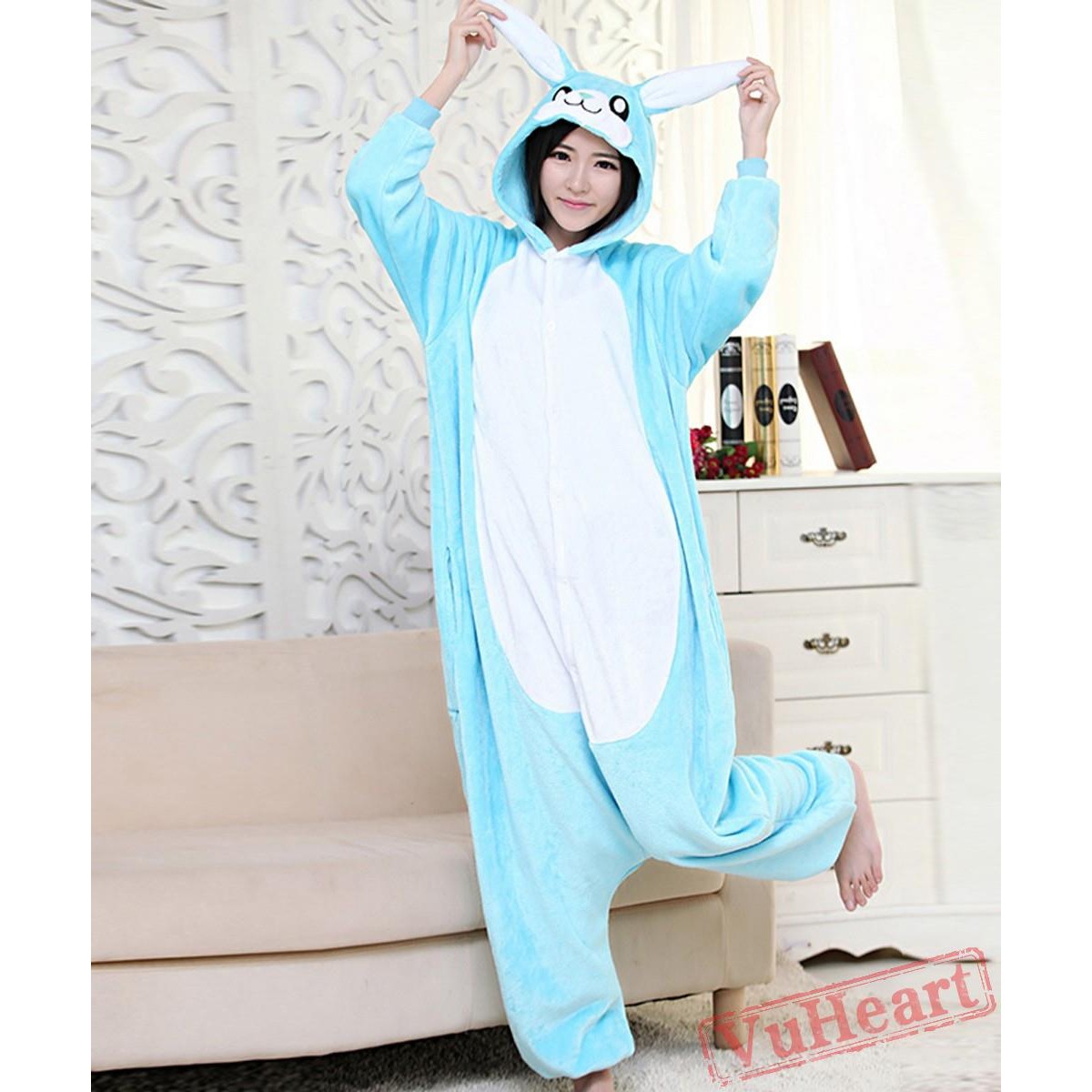 Women & Men Blue Rabbit Kigurumi Onesies Pajamas Costumes