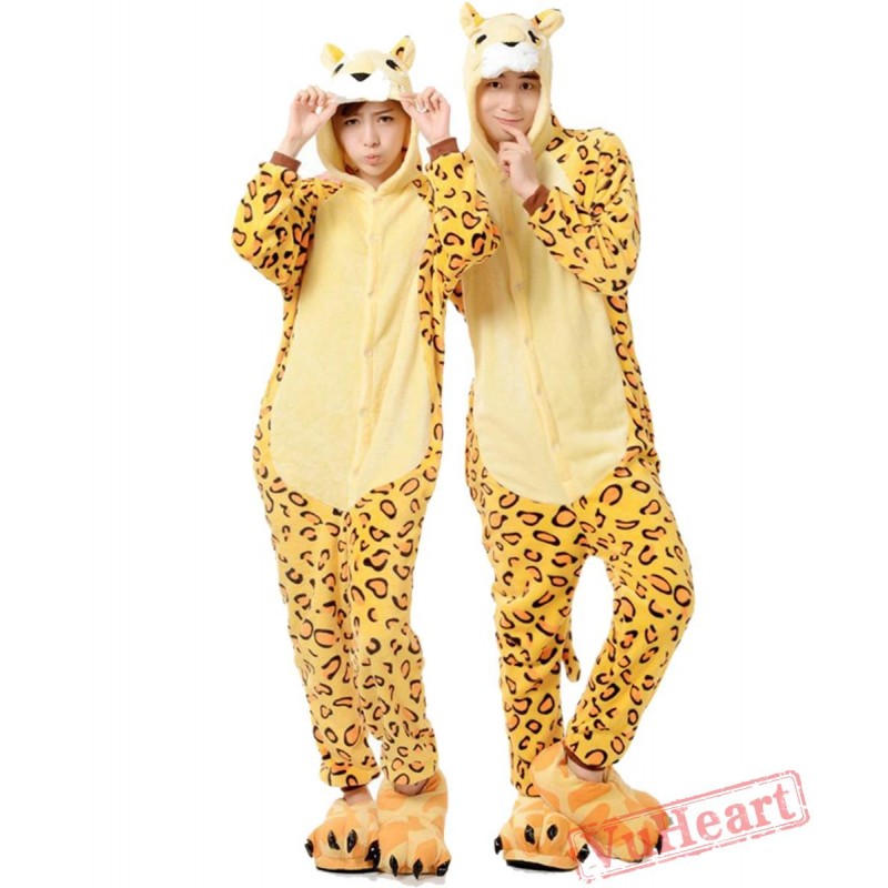 Women & Men Adult Leopard Tiger Kigurumi Onesies Pajamas Costumes