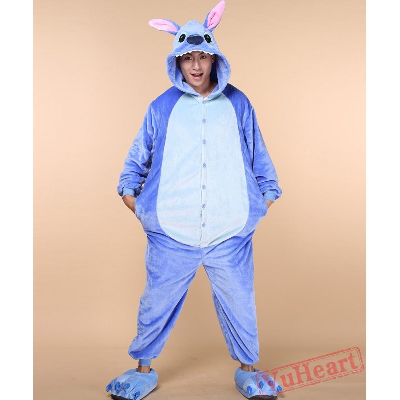 Women & Men Blue Stitch Kigurumi Onesies Pajamas Costumes