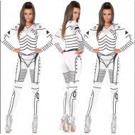 Woman White Skull / Ghost Bride Adult Onesies Club Costumes